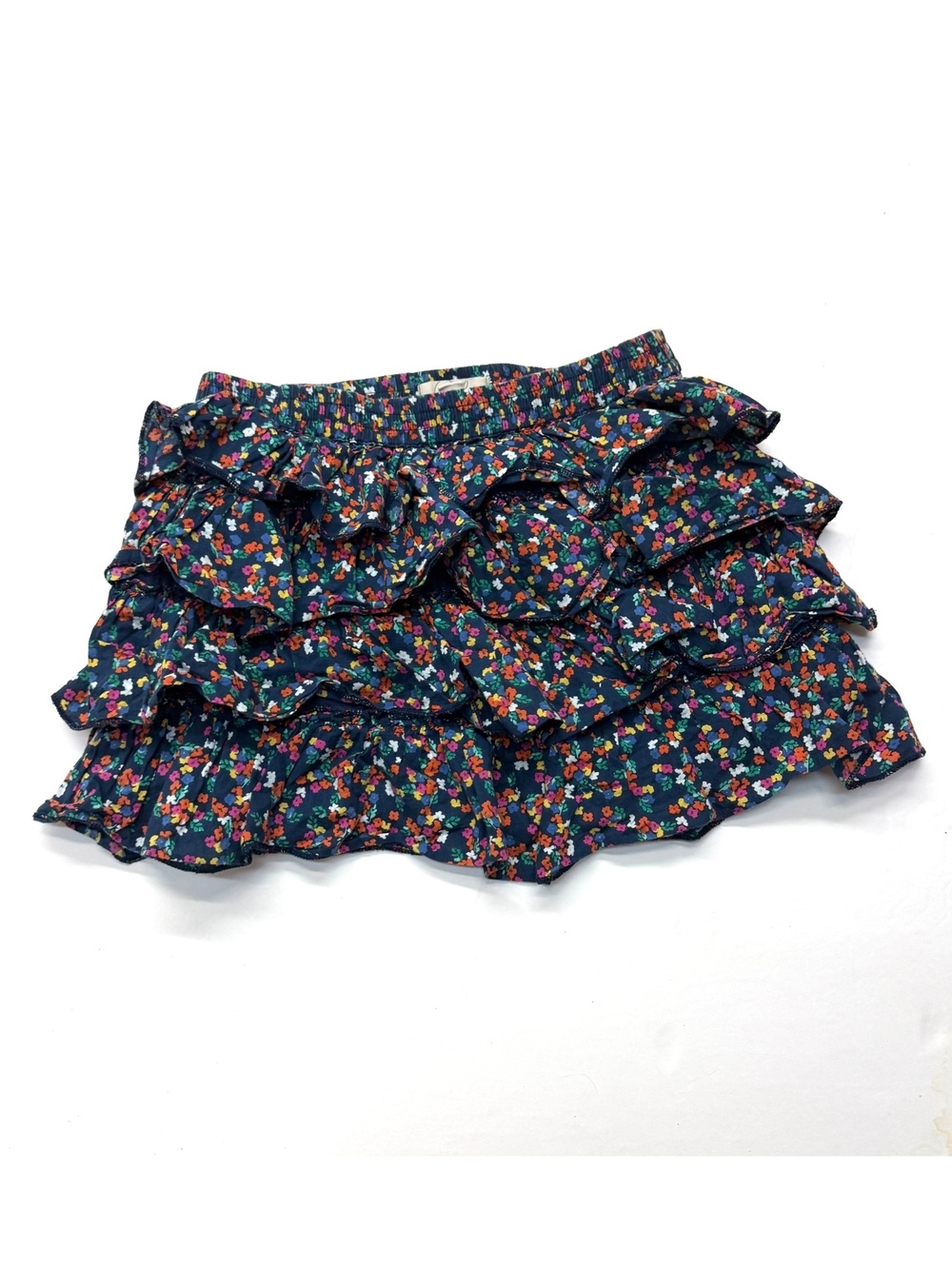 Peek Girls Floral Tiered Ruffle Skirt Navy Blue Size Large 8 Years